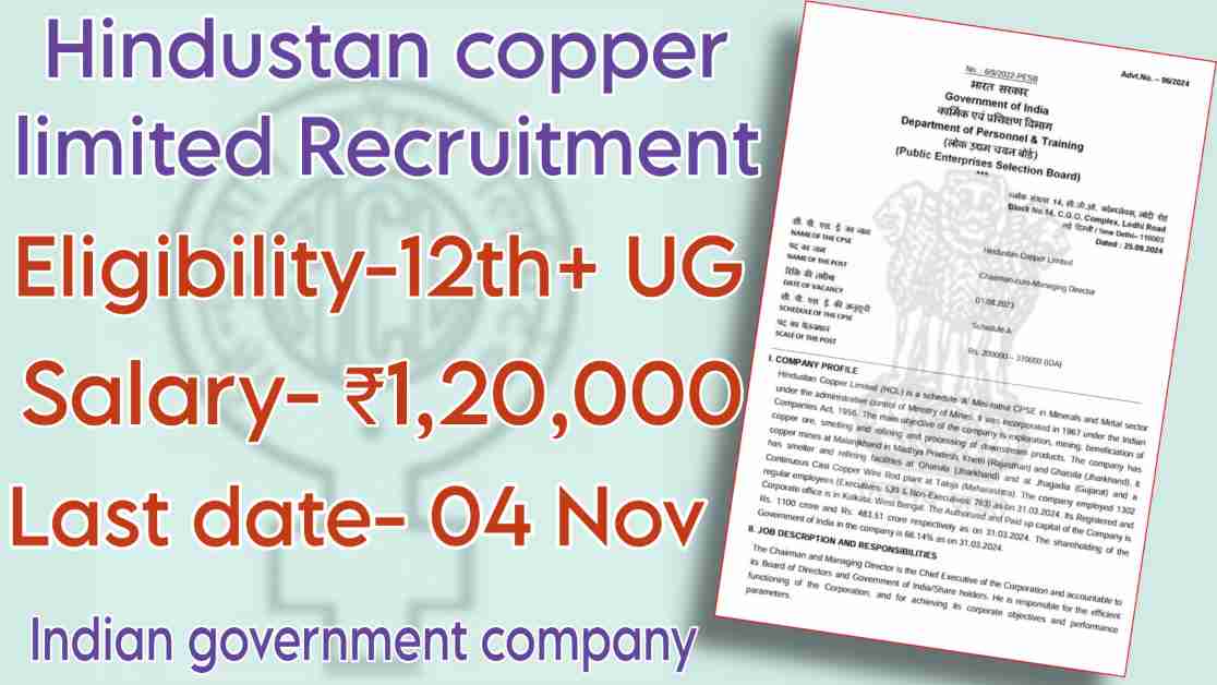 Hindustan Copper Limited Recruitment for Chairman- 2024