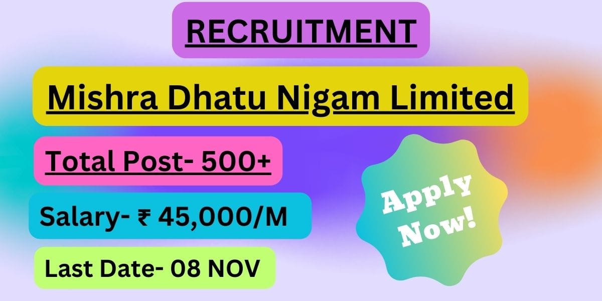 Recruitment for Production and Marketing at Mishra Dhatu Nigam Limited-2024